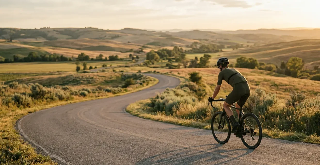 Radfahrer bei moderatem Training mit Herzfrequenzmessung zur optimalen Fettverbrennung