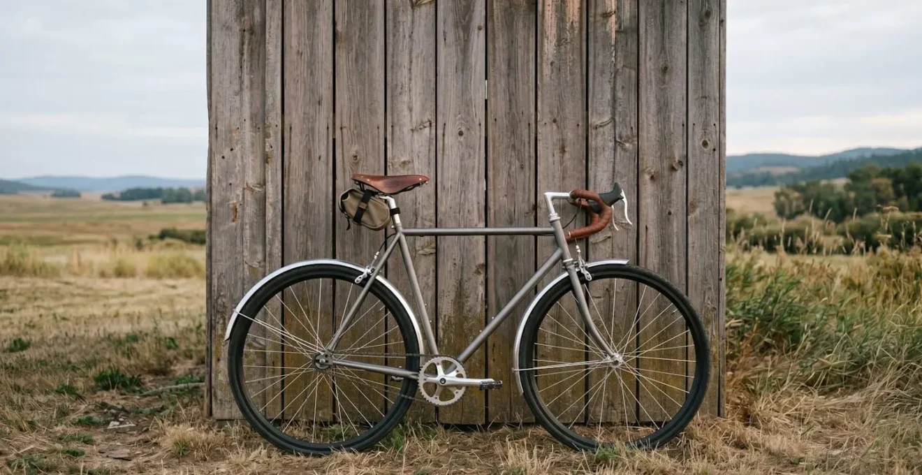 Minimalistisches Fahrrad ohne Motor in naturbelassener Umgebung, Betonung auf Einfachheit