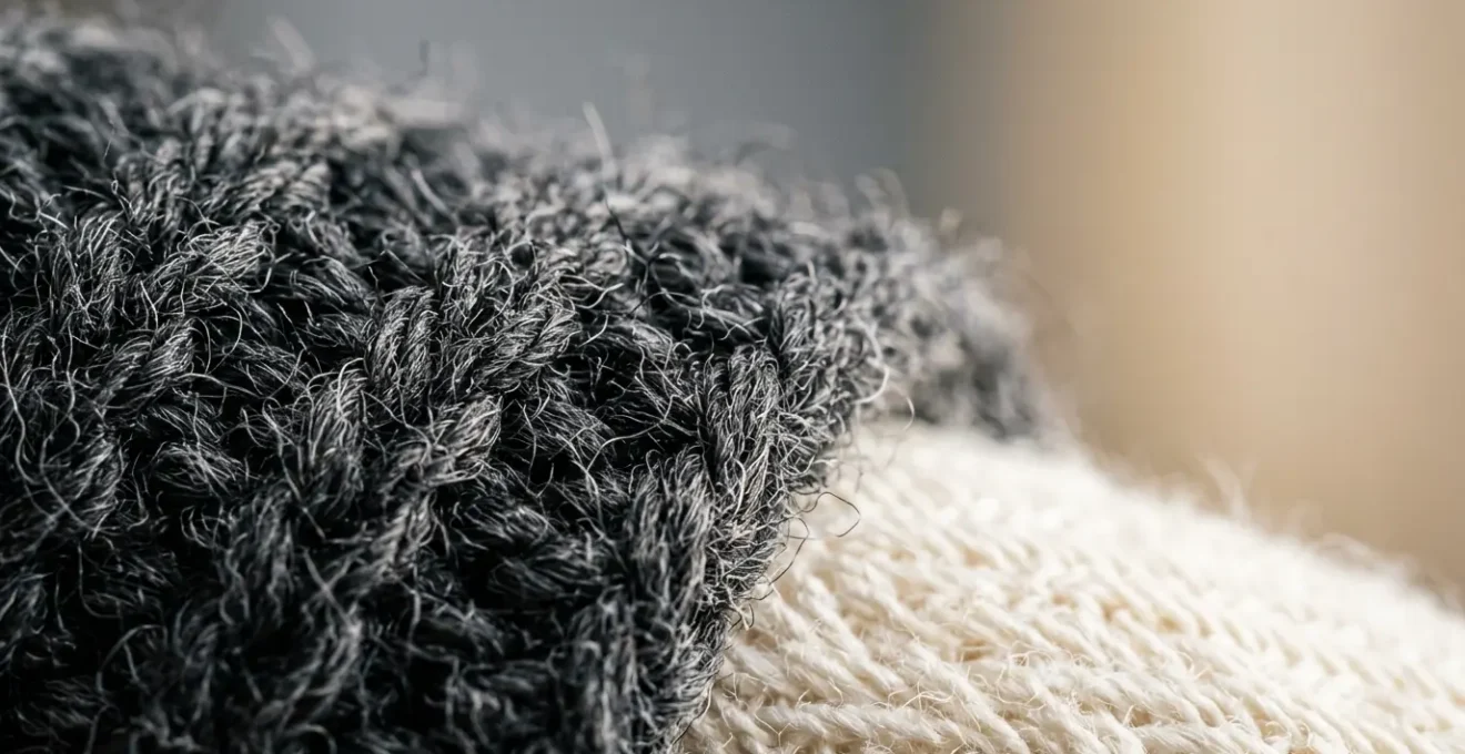 Nahaufnahme verschiedener Funktionsfasern für Radfahrer bei kaltem Wetter